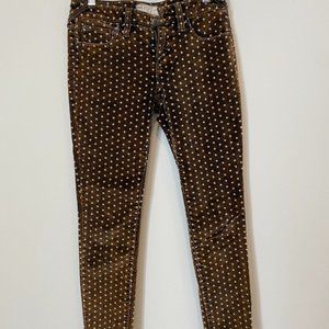 Free People Velvet Polka Dot Ankle Skinny Pants 25